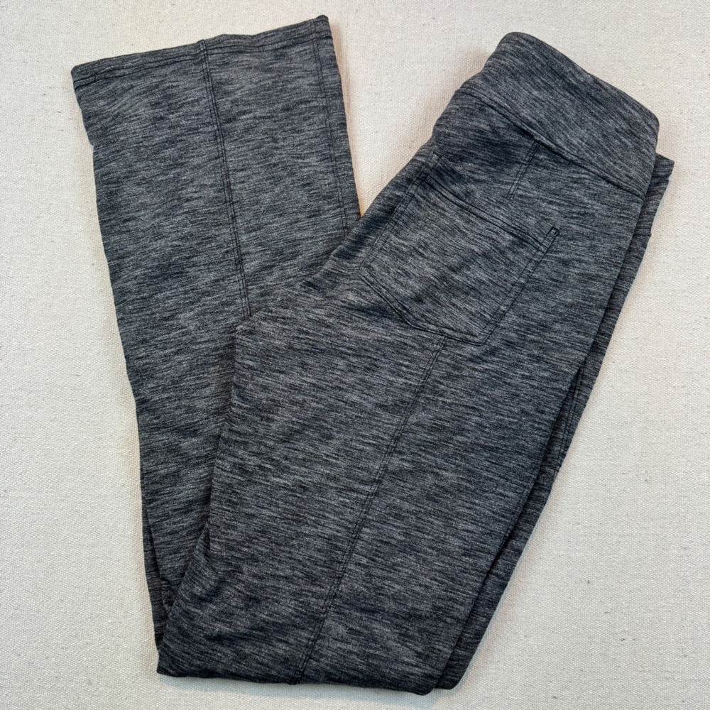 Athleta Small Bootcut Pants Women Gray Space Dye Seamed Activewear Pockets